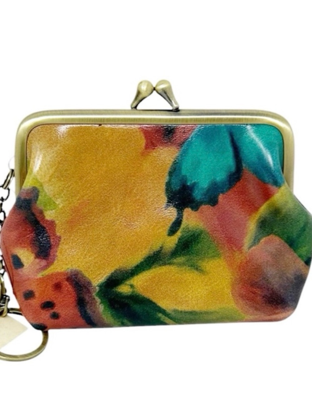Patricia Nash NWT Multicolor Floral Leather Coin Pouch Keychain - Picture 2 of 11